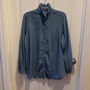 LOFT Blue Chambray Shirt Large